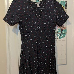 Navy Blue Retro Button Dress